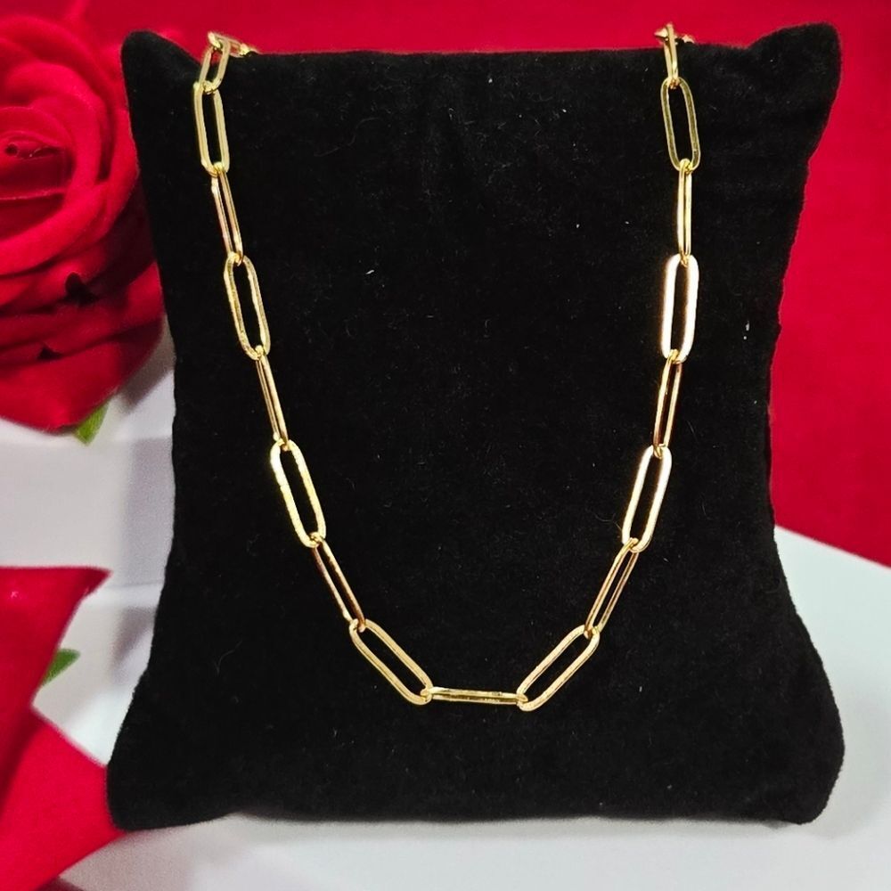 Gold Stainless Steel Paperclip Chain Necklace | 22” Minimalist Jewelry Gift NWT